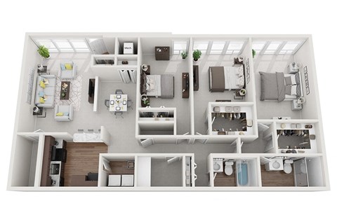 Floor plan for 3 beds, 2 baths, 1570 sqft